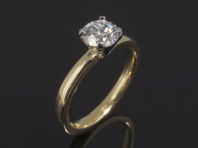 Ladies Solitaire Diamond Engagement Ring, Platinum and 18kt Yellow Gold Design, Round Brilliant Cut Lab Grown Diamond 0.60ct D Colour VS2 Clarity EXEXEX