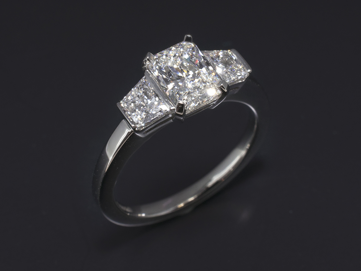 Ladies Trilogy Diamond Engagement ring, Platinum Claw Set Design ...