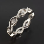 Ladies Full Diamond Eternity Ring, Platinum Tension Set with Round Brilliant Cut Diamonds 0.87ct Total, Swirl Design
