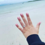 Blair and Sheridan bespoke engagement ring beach proposal
