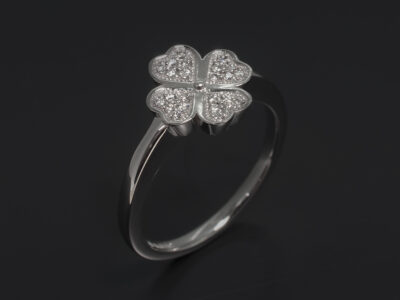 Ladies Diamond 4 Leaf Clover Design Engagement Ring, Platinum Pavé Set Design, Round Brilliant Cut Diamonds 0.24ct (24)