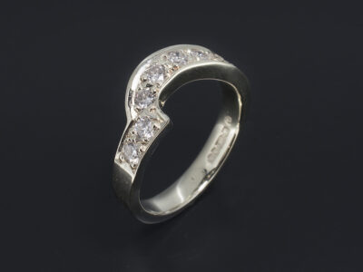 Ladies Diamond Wedding Ring, 9kt White Gold Pavé Set Fitted Design, Round Brilliant Cut Diamonds 0.41ct (8), G-H Colour, SI Clarity