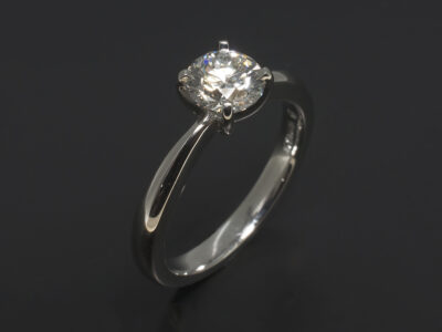 Ladies Solitaire Diamond Engagement Ring, Platinum 4 Claw Set Design, Round Brilliant Cut Diamond 0.80ct, F Colour, SI2 Clarity, EXEXEX