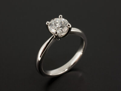 Ladies Solitaire Diamond Engagement Ring, Platinum 4 Claw Tulip Shape Set Design, Round Brilliant Cut Lab Grown Diamond 0.82ct, E Colour, VS2 Clarity, EXEXEX