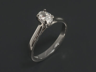 Ladies Solitaire Diamond Engagement Ring, Platinum Claw Set Design, Oval Cut Lab Grown Diamond, 0.29ct, F Colour, VS Clarity Min