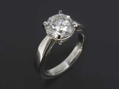 Ladies Solitaire Diamond Engagement Ring, Platinum Claw Set Design, Round Brilliant Cut Diamond 2.76ct, F Colour, SI2 Clarity