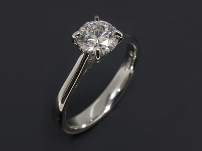 Ladies Solitaire Diamond Engagement Ring, Platinum Claw Set Design, Round Brilliant Cut Lab Grown Diamond 0.91ct D Colour, VS1 Clarity, ID Cut, EX Polish, EX Symmetry