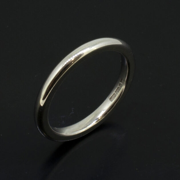 Ladies Palladium Wedding Ring 2.2mm Width in a Plain Polished Finish