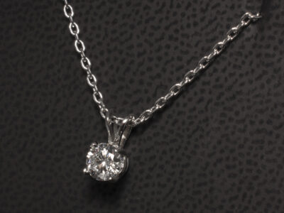 18kt White Gold 4 Claw Set Diamond Solitaire Pendant, Round Brilliant Cut Diamond 0.53ct, E Colour, VS1 Clarity, VGVGVG