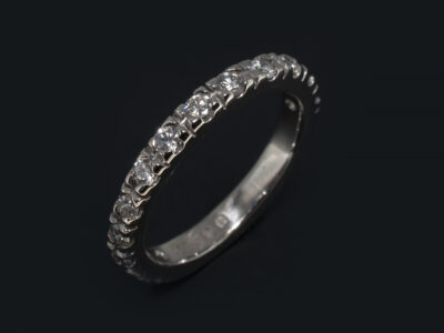 Ladies Diamond Full Eternity Ring, Platinum Castle Set Design, Round Brilliant Cut Diamonds 0.33ct, F Colour, VS Clarity Minimum