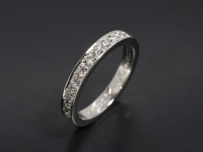 Ladies Diamond Full Eternity Ring, Platinum Pavé Set Design, Round Brilliant Cut Diamonds 0.70ct Total