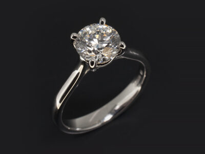 Ladies Solitaire Diamond Engagement Ring, Platinum Claw Set Design, Round Brilliant Cut Lab Grown Diamond 1.78ct, F Colour, SI1 Clarity, EXEXEX