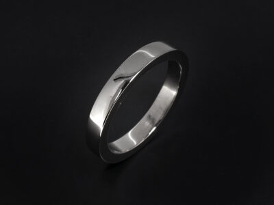 Ladies Straight Fit Wedding Ring, Platinum Square Edge Design, Polished Finish