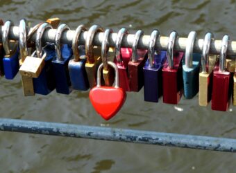 Padlocks on a bridge to mark engagements