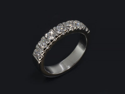 Ladies Diamond Eternity Ring, Platinum Castle Set Half Eternity Design, Round Brilliant Cut Diamonds 0.72ct, F Colour, VS Clarity Min