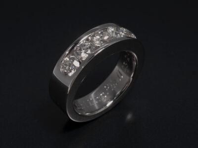 Ladies Diamond Eternity Ring, Platinum Channel Set Design, Round Brilliant Cut Lab Grown Diamonds 1.24ct Total (5), F Colour, VS Clarity Min