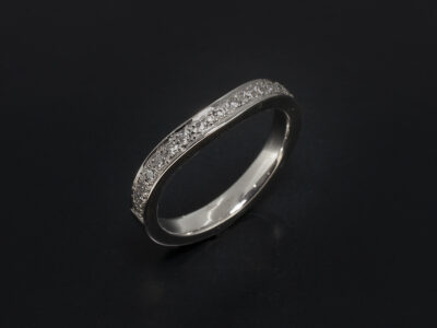 Ladies Diamond Set Wishbone Shape Wedding Ring, Platinum Pavé Set Design, Round Brilliant Cut Diamonds ½ Way Set