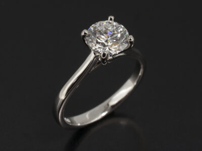 Ladies Diamond Solitaire Engagement Ring, 18kt White Gold 4 Claw Set Design, Round Brilliant Cut Lab Grown Diamond 1.22ct, D Colour, VS2 Clarity, IDEXEX