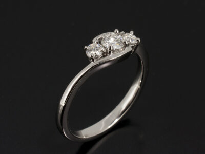 Ladies Diamond Trilogy Engagement Ring, Platinum 4 Claw Set Twist Design, Round Brilliant Cut Diamonds 0.50ct (3)