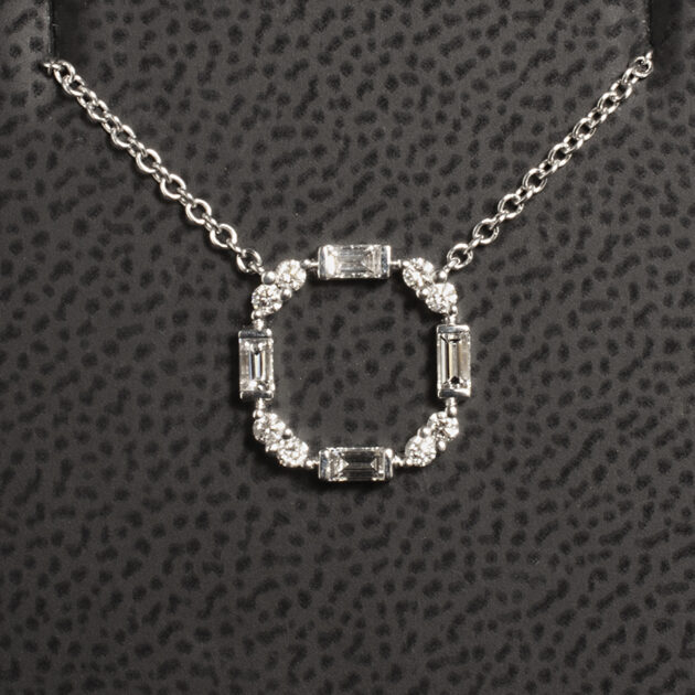 Art Deco Design Diamond Pendant Necklace 0.36ct Total in 18kt White Gold