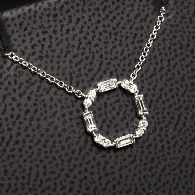 Art Deco Design Diamond Pendant Necklace 0.36ct Total in 18kt White Gold