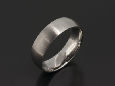 Gents Wedding Band, 18kt White Gold Court Shape Design, 6mm