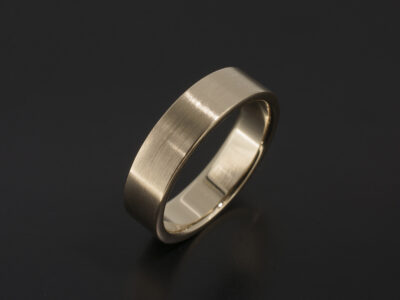 Gents Wedding Band, 9kt Yellow Gold Design, Brushed Finish Detail, 4.5mm Width