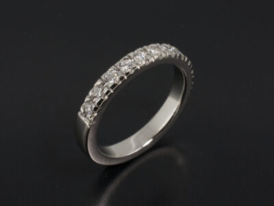 Ladies Diamond Wedding Ring, Platinum Castle Set Design, Round Brilliant Cut Diamonds 1.9mm, F Colour, VS Clarity