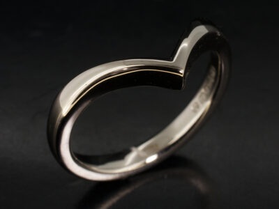 Ladies Wishbone Wedding Ring, 18kt White Gold Fitted Design, Polished Finish