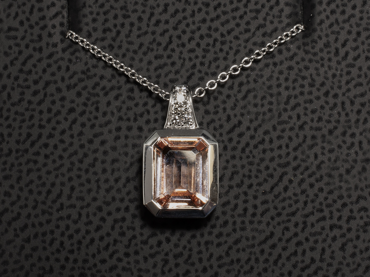 Diamond and Morganite Drop Pendant | Buy online, UK delivery