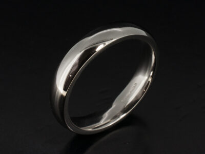 Gents Plain Wedding Band, Platinum 4mm Court Shaped Design