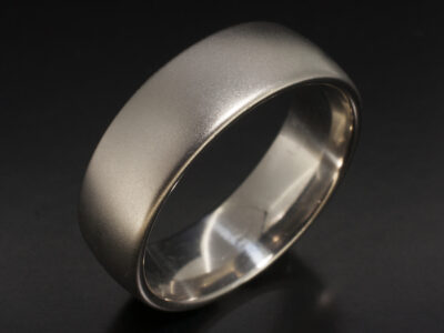 Gents Plain Wedding Ring, Platinum 7mm Court Shaped Design, Brushed Finish
