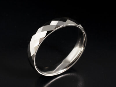 Gents Wedding Ring, Platinum 5mm Court Shaped Design, Harlequin Pattern Finish