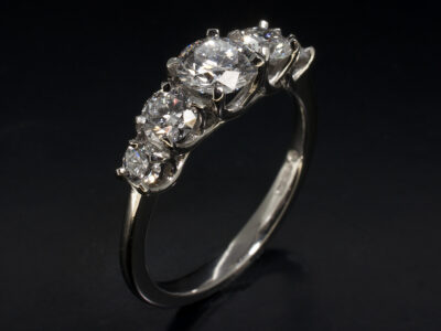 Ladies 5 Stone Diamond Engagement Ring, Platinum Claw Set Design, Round Brilliant Cut Lab Grown Diamonds, 0.77ct, 0.60ct Total (2), 0.30ct Total (2)