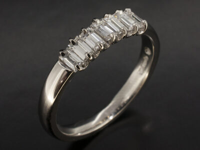 Ladies Diamond Set Wedding Band, Platinum Claw Set 7 Stone Design, Baguette Cut Lab Grown Diamonds 0.35ct Total (7)