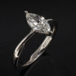Ladies Lab Grown Diamond Solitaire Engagement Ring, Platinum Claw Set Design with Twist Detail, Marquise Cut Lab Grown Diamonds, 1.01ct