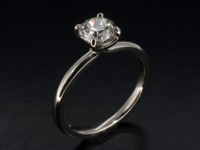 Ladies Diamond Solitaire Engagement Ring, Platinum 4 Claw Set Design, Round Brilliant Cut Diamond 0.80ct