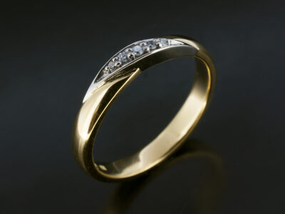 Ladies Diamond Twist Wedding Ring, 18kt Yellow Gold and Platinum Pavé Set Design, Round Brilliant Cut Diamonds 0.04ct Total (4)