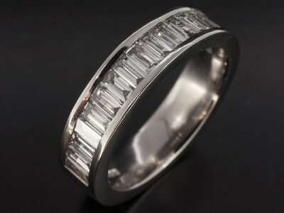 Gents Diamond Wedding Ring, Platinum Channel Set Design, Baguette Cut Lab Grown Diamonds 1.89ct, F Colour, VS Clarity