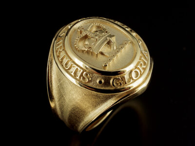 Gents Family Crest Signet Ring, 9kt Yellow Gold Design