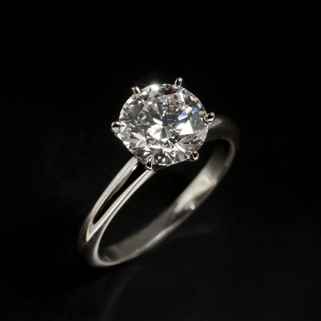 Ladies Lab Grown Diamond Solitaire Engagement Ring, 6 Claw Set Platinum Design, Round Brilliant Cut Lab Grown Diamond 1.77ct, F Colour, VVS2 Colour, IDEXEX Clarity