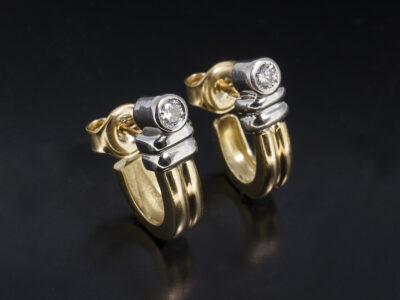 18kt Yellow Gold Rub over Set ‘Huggie’ Diamond Earrings, Round Brilliant Cut Diamonds approx. 0.20ct Total (2)