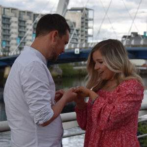 Blair and Sheridan bespoke diamond engagement ring proposal