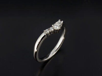 Ladies Wishbone Shaped Fitted Wedding Ring, Platinum Claw Set Design, Round Brilliant Cut Diamonds