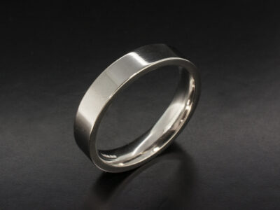 Gents Plain Polished Wedding Ring, Platinum Easy Fit Design, 4mm Width