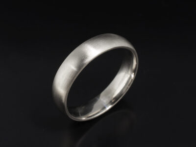 Gents Plain Wedding Band, Platinum Court Shaped Design, 5mm Width