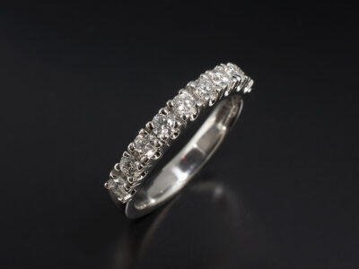Ladies Diamond Eternity Ring, Platinum Castle Set Design, Round Brilliant Cut Diamonds 0.61ct Total (9)