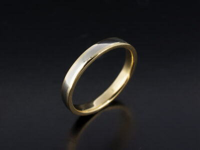 Ladies Platinum and 18kt Yellow Gold Band Wedding Ring, 2.5mm Court Shape Design