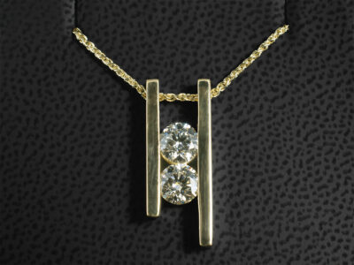 18kt Yellow Gold Drop Design Diamond Pendant, Round Brilliant Cut Lab Grown Diamonds 0.70ct, 0.71ct, Contemporary Finish