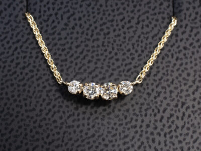 9kt Yellow Gold Horizontal Claw Set Diamond Pendant, Round Brilliant Cut Diamonds 0.45ct Total (4)